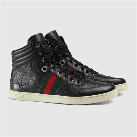 gucci leather high-top sneaker with feline|gucci ace shoes customer service.